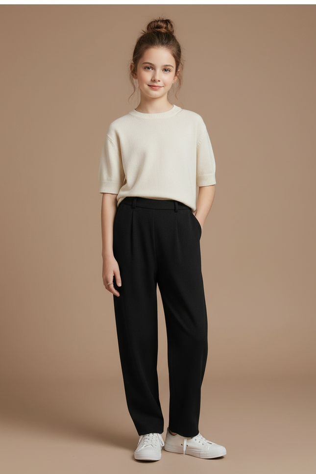 Pantalon Noir Harem Plissé Décontracté Femme - Polyester