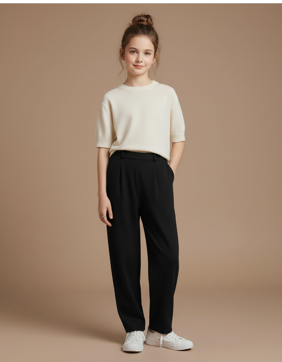 Pantalon Noir Harem Plissé Décontracté Femme - Polyester