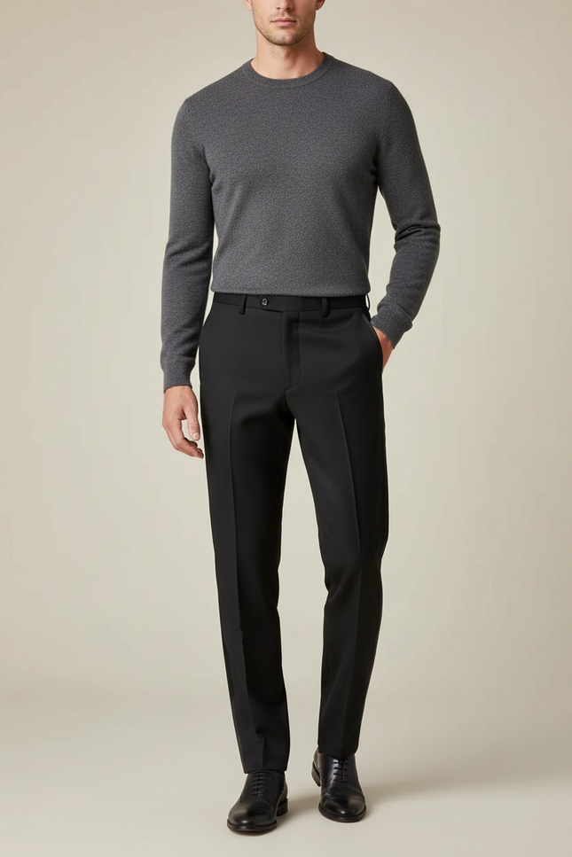 Pantalon Noir Homme Slim Formel Élégant - Gabardine