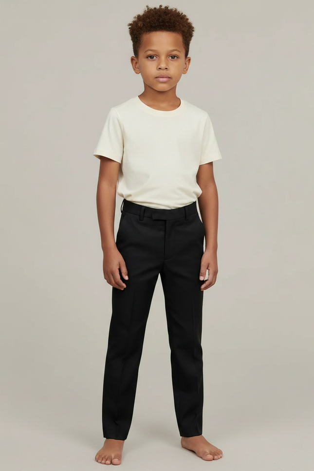 Pantalon Noir Ajusté Élégant Garçon Formel - Polyester