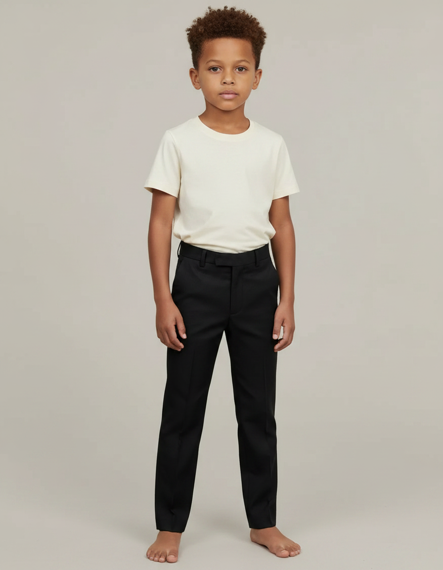 Pantalon Noir Ajusté Élégant Garçon Formel - Polyester