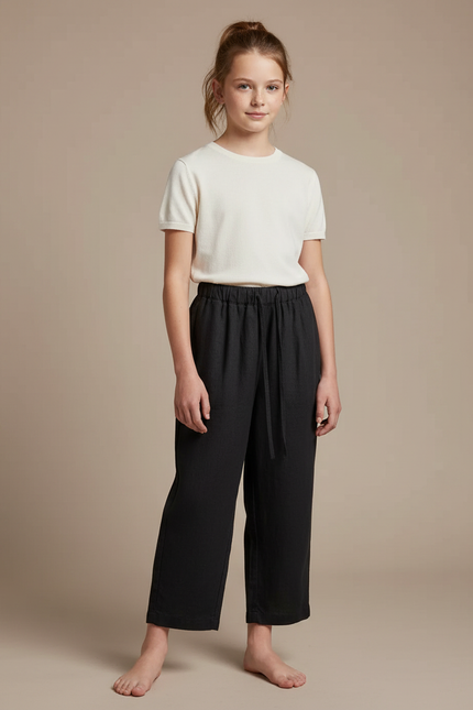 Pantalon Noir Lin Ample Cordon Enfant