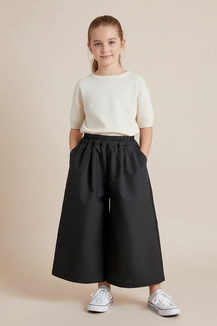 Pantalon Corsaire Noir - Gabardine