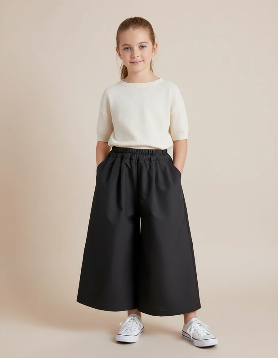 Pantalon Corsaire Noir - Gabardine