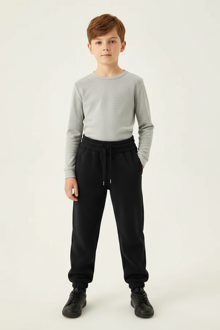 Pantalon Noir Molletonné Chaud Confortable Décontracté Jogging