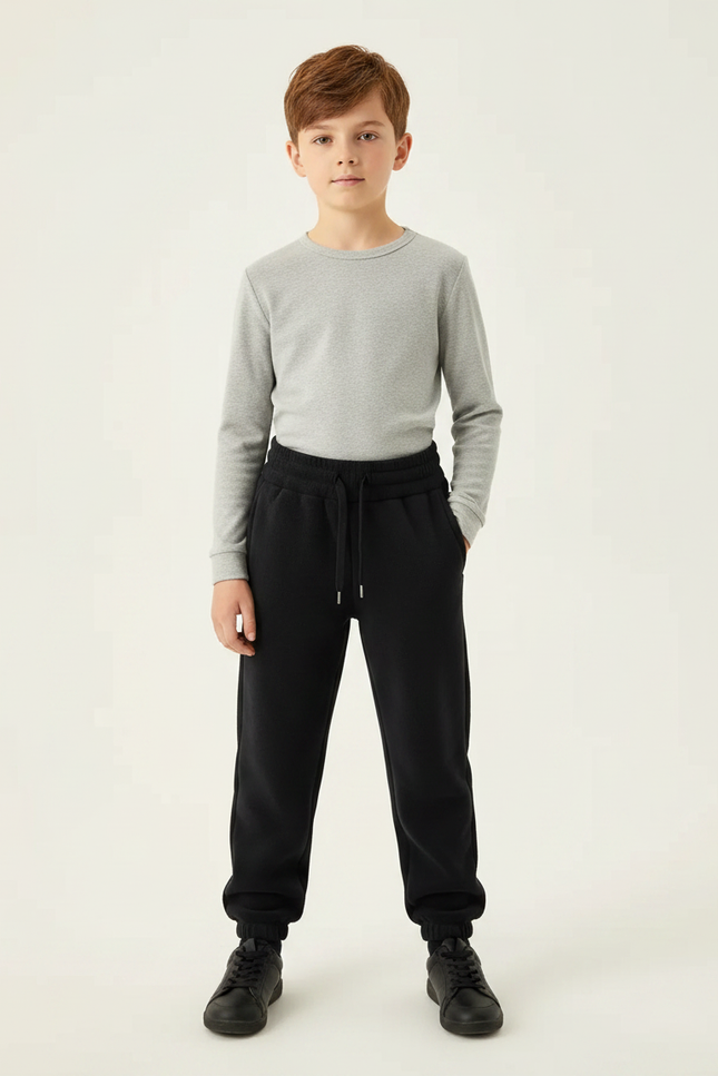 Pantalon Noir Molletonné Chaud Confortable Décontracté Jogging