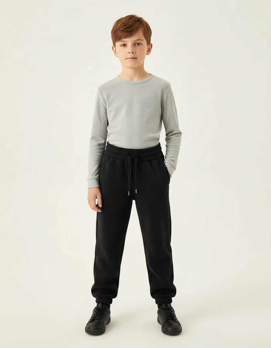 Pantalon Noir Molletonné Chaud Confortable Décontracté Jogging