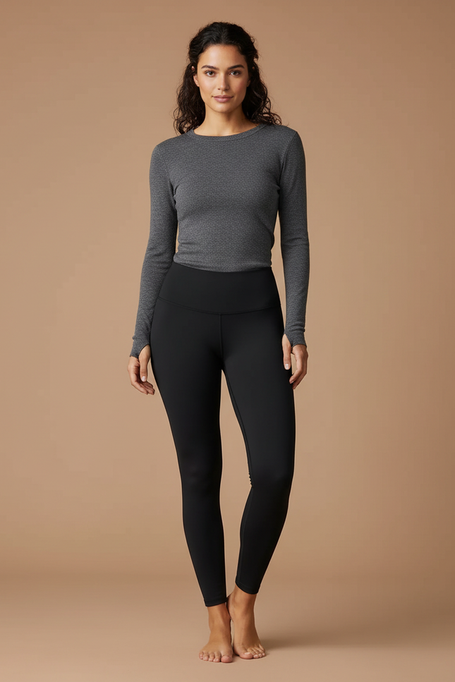 Pantalon Noir Legging Yoga Taille Haute Gainant - Polyester