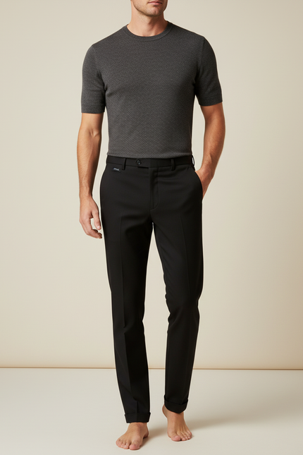 Pantalon Noir Slim Habillé Stretch Business Homme - Polyester