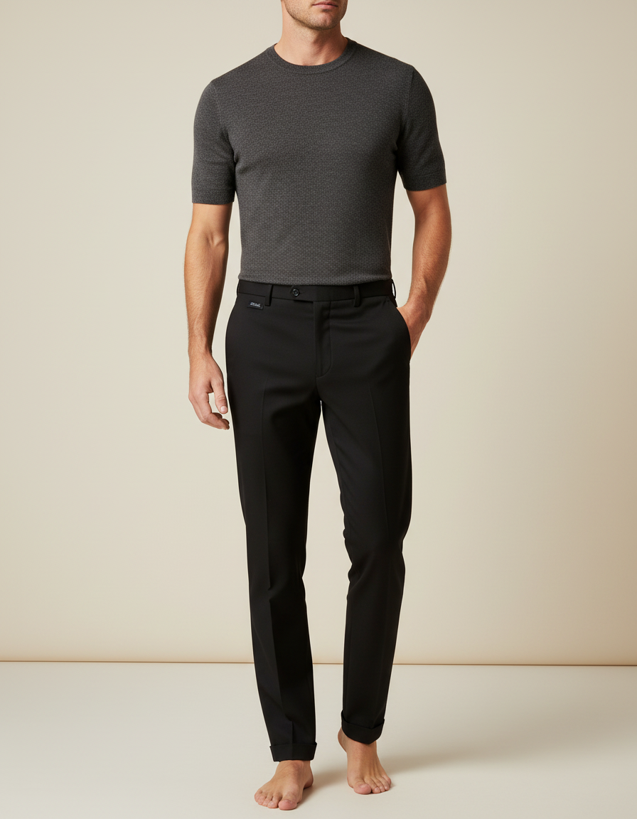 Pantalon Noir Slim Habillé Stretch Business Homme - Polyester