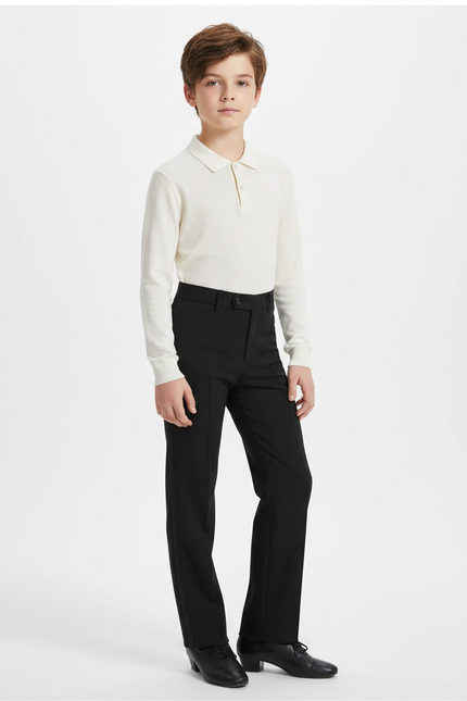 Pantalon Noir Danse Classique Garçon Élégant Ajusté - Gabardine