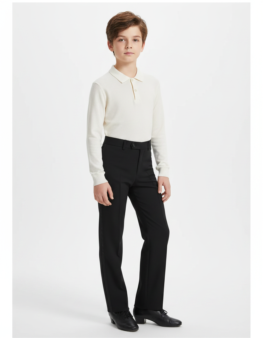 Pantalon Noir Danse Classique Garçon Élégant Ajusté - Gabardine