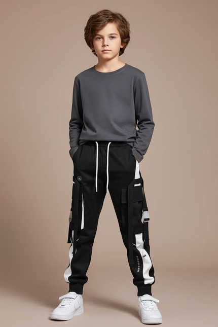 Pantalon Bicolore Noir Et Blanc - Polyester