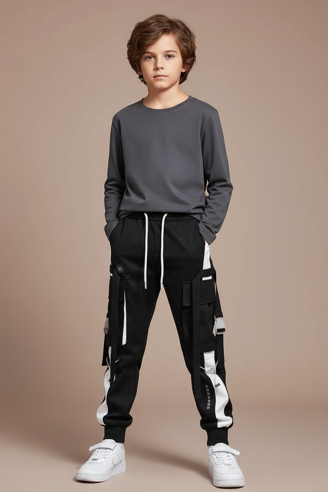 Pantalon Bicolore Noir Et Blanc - Polyester
