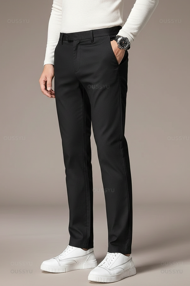 Pantalon Noir Homme Slim Fit Extensible Décontracté - Polyester
