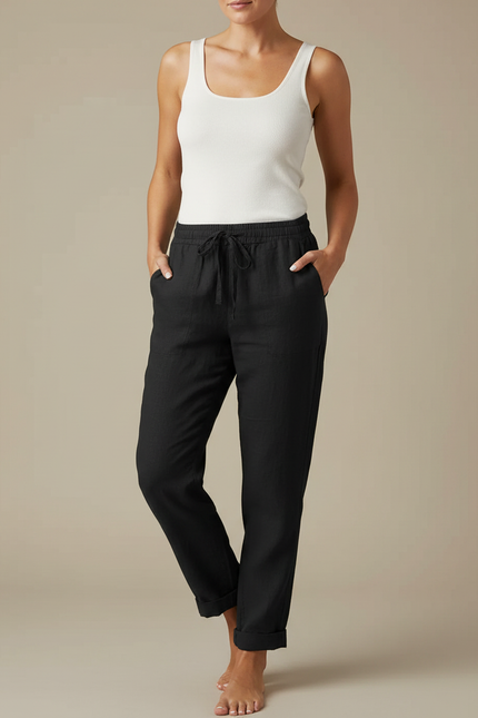 Pantalon Lin Noire Femme