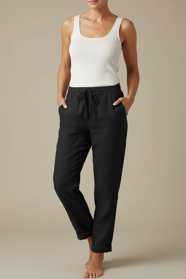 Pantalon Lin Noire Femme