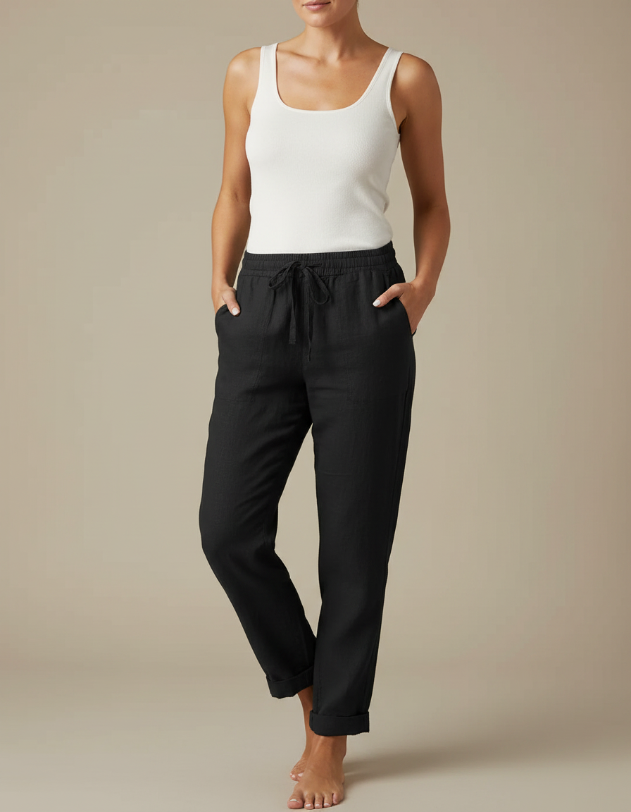 Pantalon Lin Noire Femme