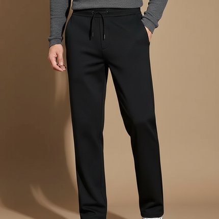 Pantalon Noir Homme Cordon Droit Décontracté - Molleton