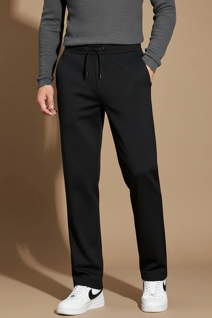 Pantalon Noir Homme Cordon Droit Décontracté - Molleton
