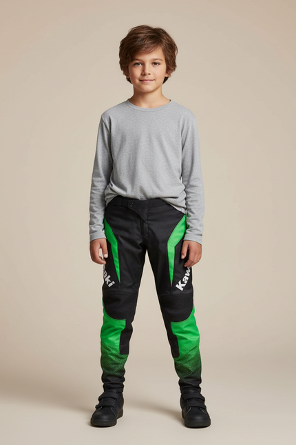 Pantalon Noir Motocross Enfant Kawasaki Gradient Vert - Multicolore Polyester