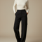 Pantalon Noir Cargo Droit Fluide Élégant Femme - Gabardine
