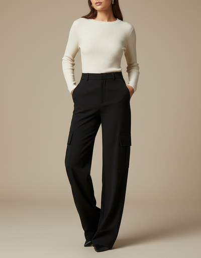 Pantalon Noir Femme Cargo