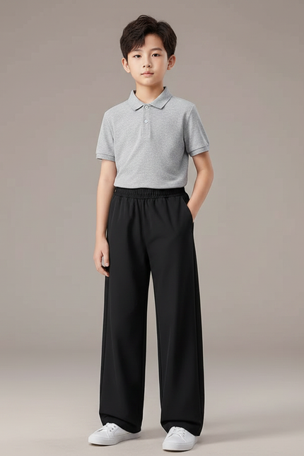 Pantalon Noir Ample Décontracté Léger Garçon - Polyester
