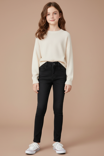 Pantalon Jean Noir Taille Haute