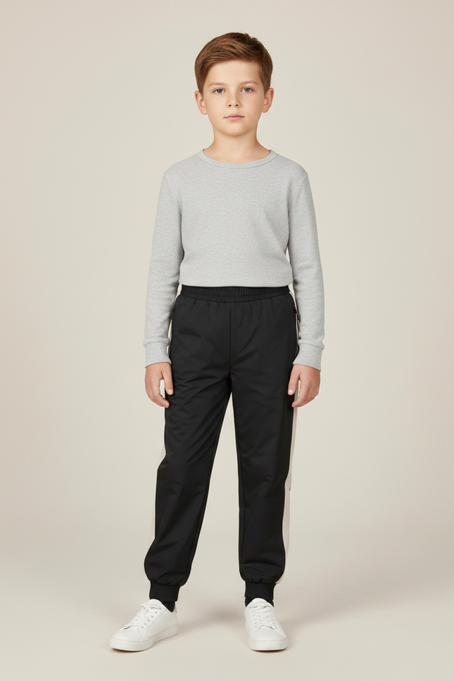 Pantalon Noir Jogging Rayures Blanches Enfant - Polyester