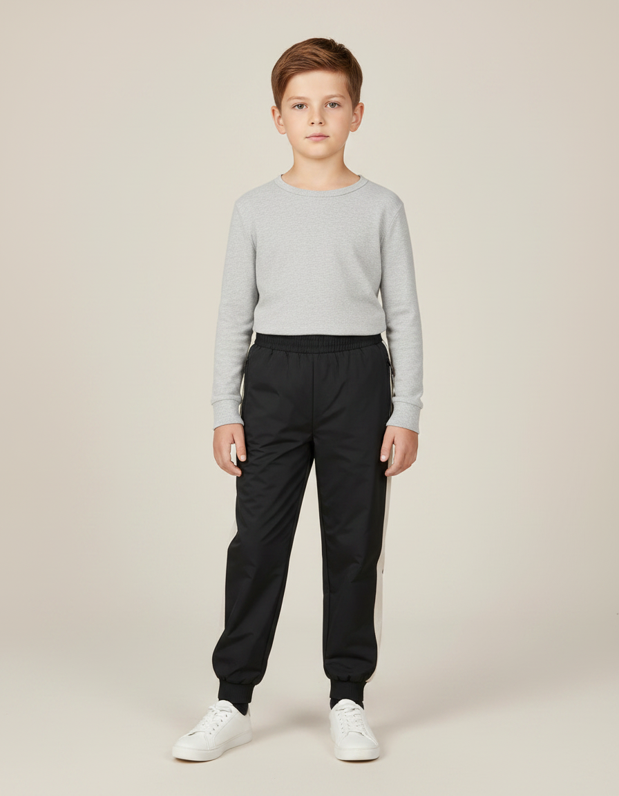 Pantalon Noir Jogging Rayures Blanches Enfant - Polyester