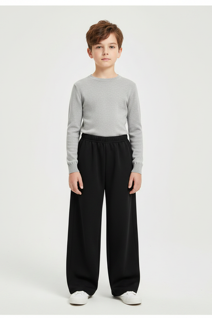 Pantalon Noir Ample Décontracté Coton Enfant - Molleton