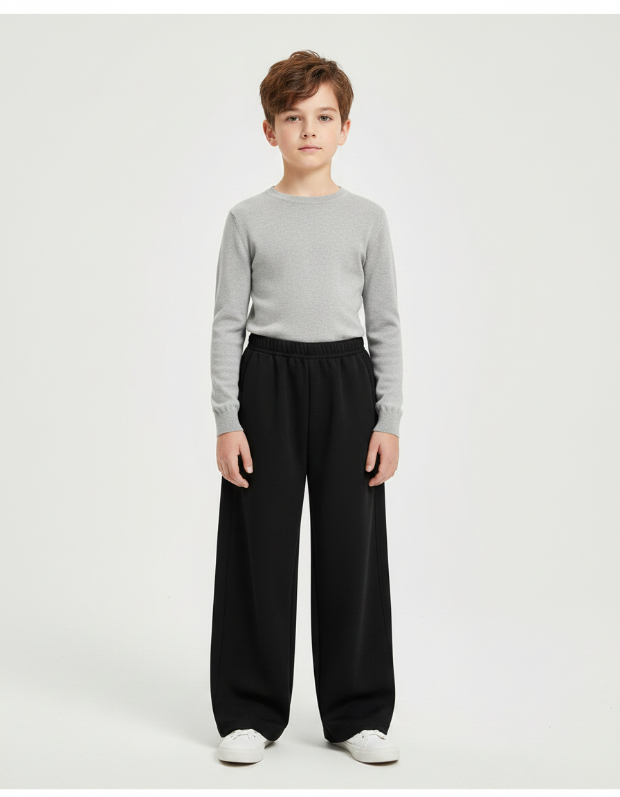 Pantalon Noir Ample Décontracté Coton Enfant - Molleton