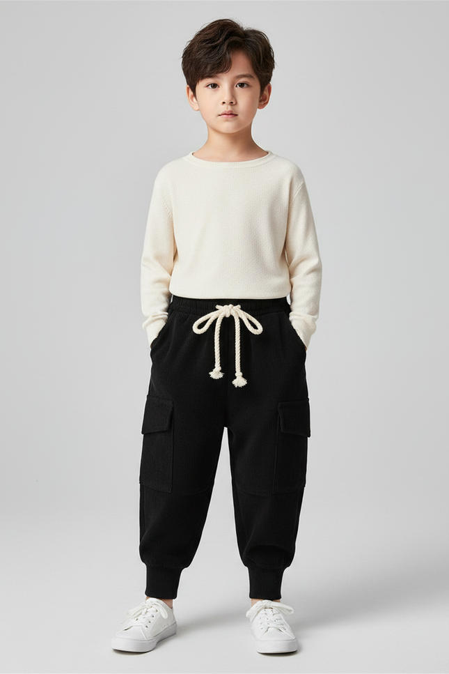 Pantalon Utilitaire Noir - Cordé