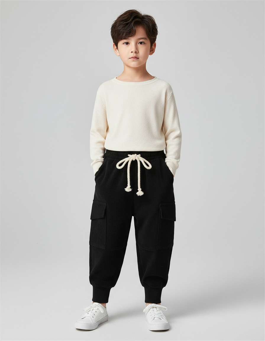 Pantalon Utilitaire Noir - Cordé