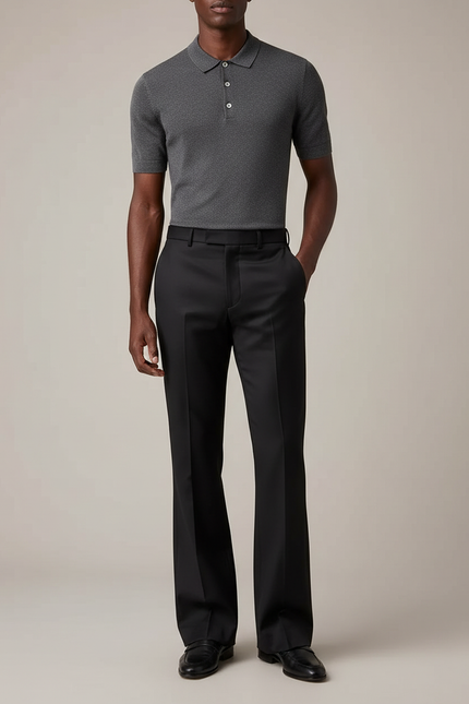 Pantalon Patte D'éléphant Noir Homme - Gabardine