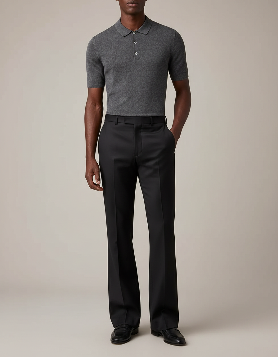 Pantalon Patte D'éléphant Noir Homme - Gabardine
