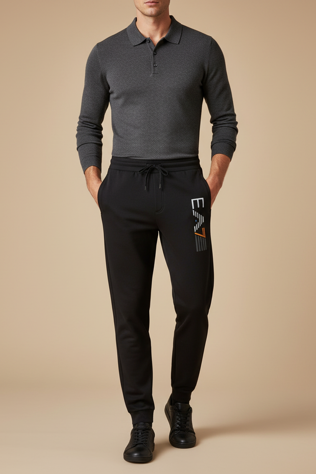 Pantalon Noir Jogging Cordon Logo Sport EA7 - Molleton