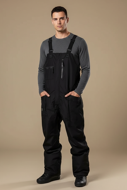 Pantalon Noir Salopette Ski Homme Imperméable Hiver - Polyester