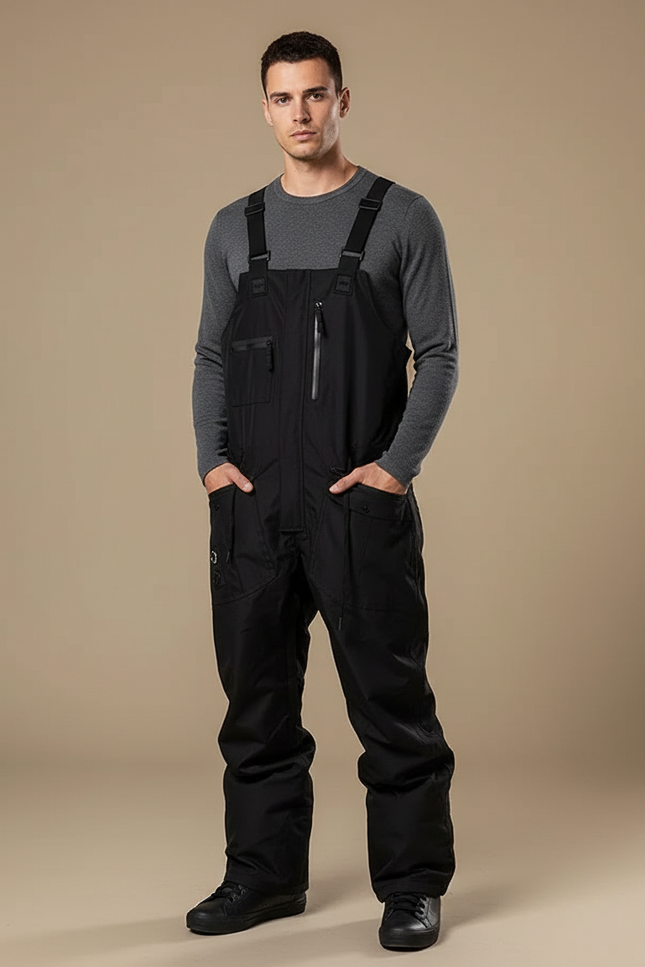 Pantalon Noir Salopette Ski Homme Imperméable Hiver - Polyester
