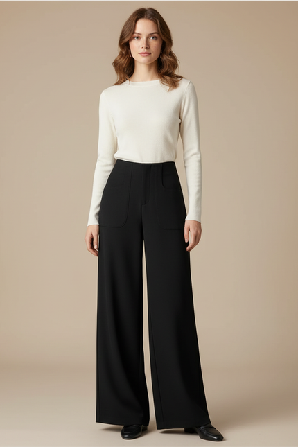 Pantalon Noir Laine Femme