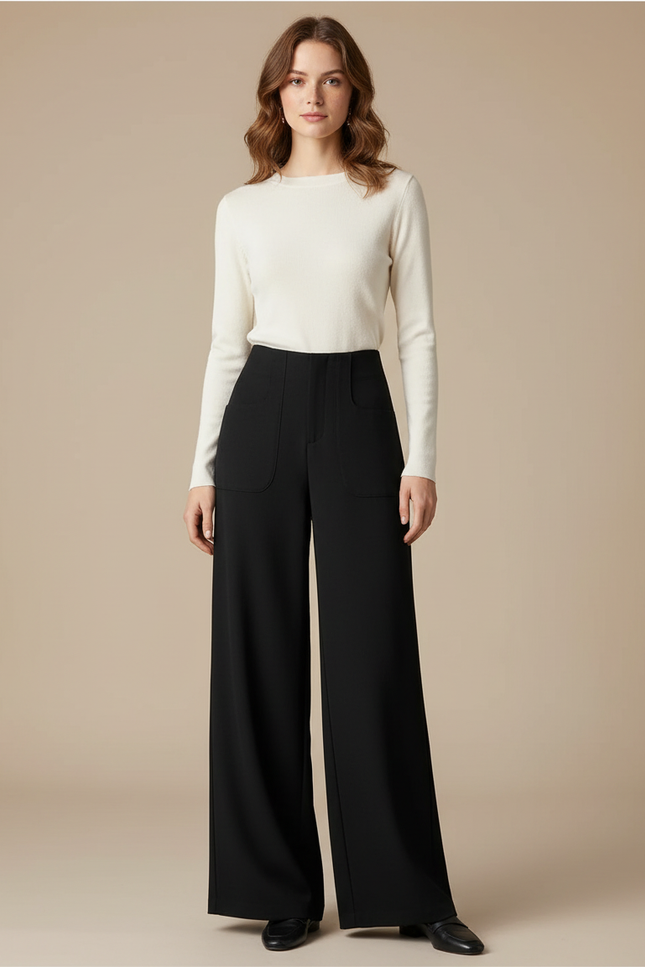 Pantalon Noir Laine Femme