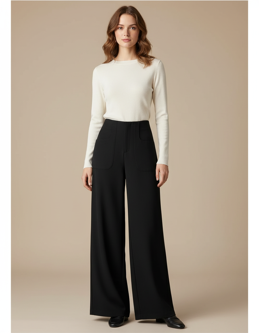 Pantalon Noir Laine Femme