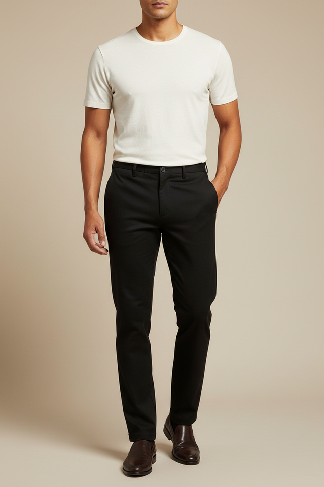 Pantalon Noir Droit Habillé Élégant Homme Business - Gabardine