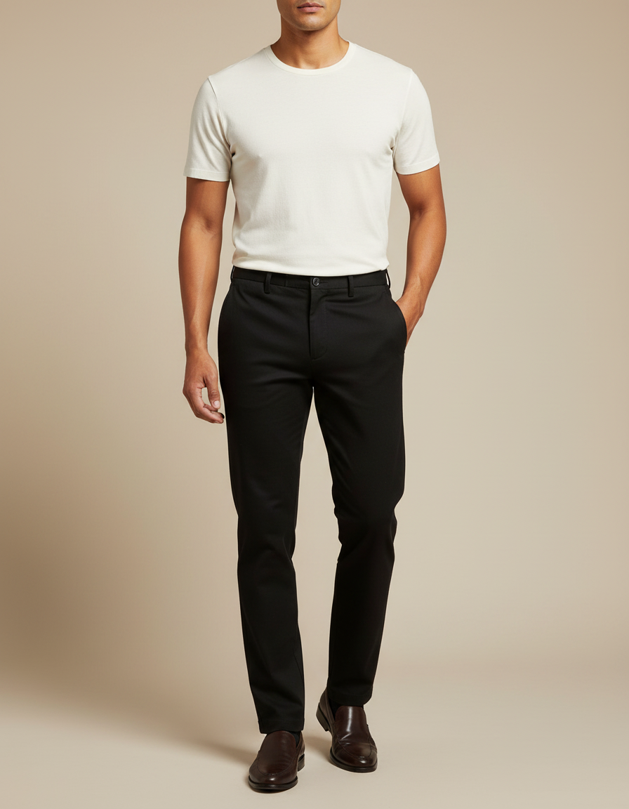 Pantalon Noir Droit Habillé Élégant Homme Business - Gabardine