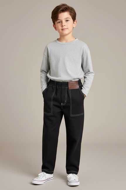 Pantalon Noir Avec Couture Blanche - Toile