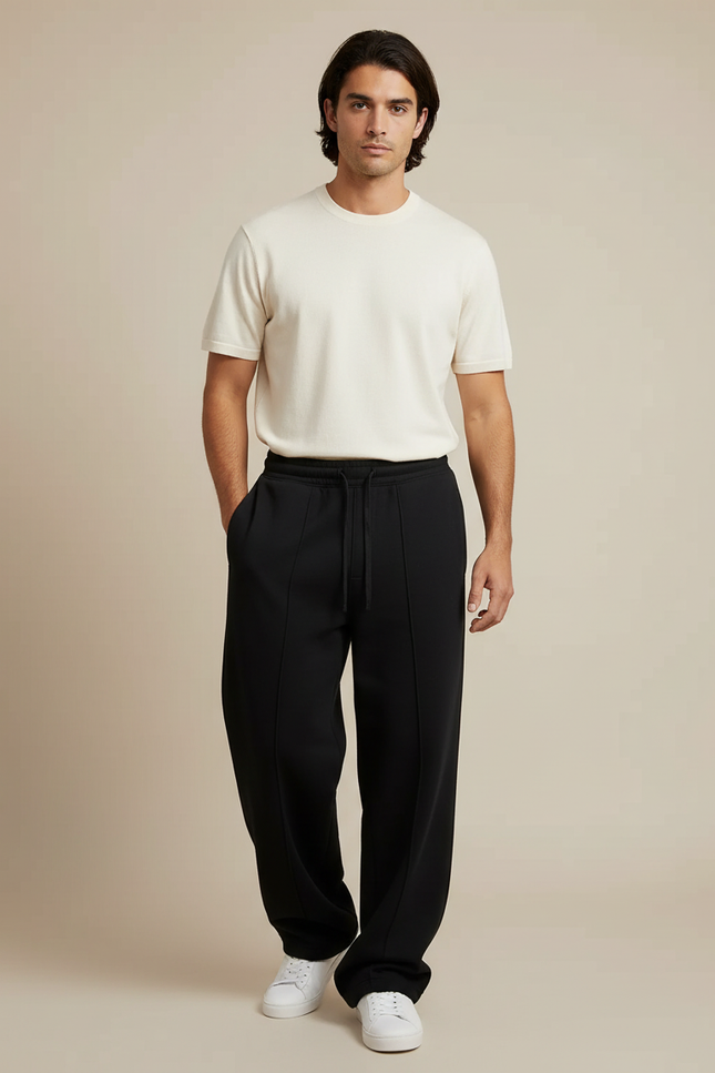 Pantalon Noir Ample Décontracté Homme Sport - Molleton