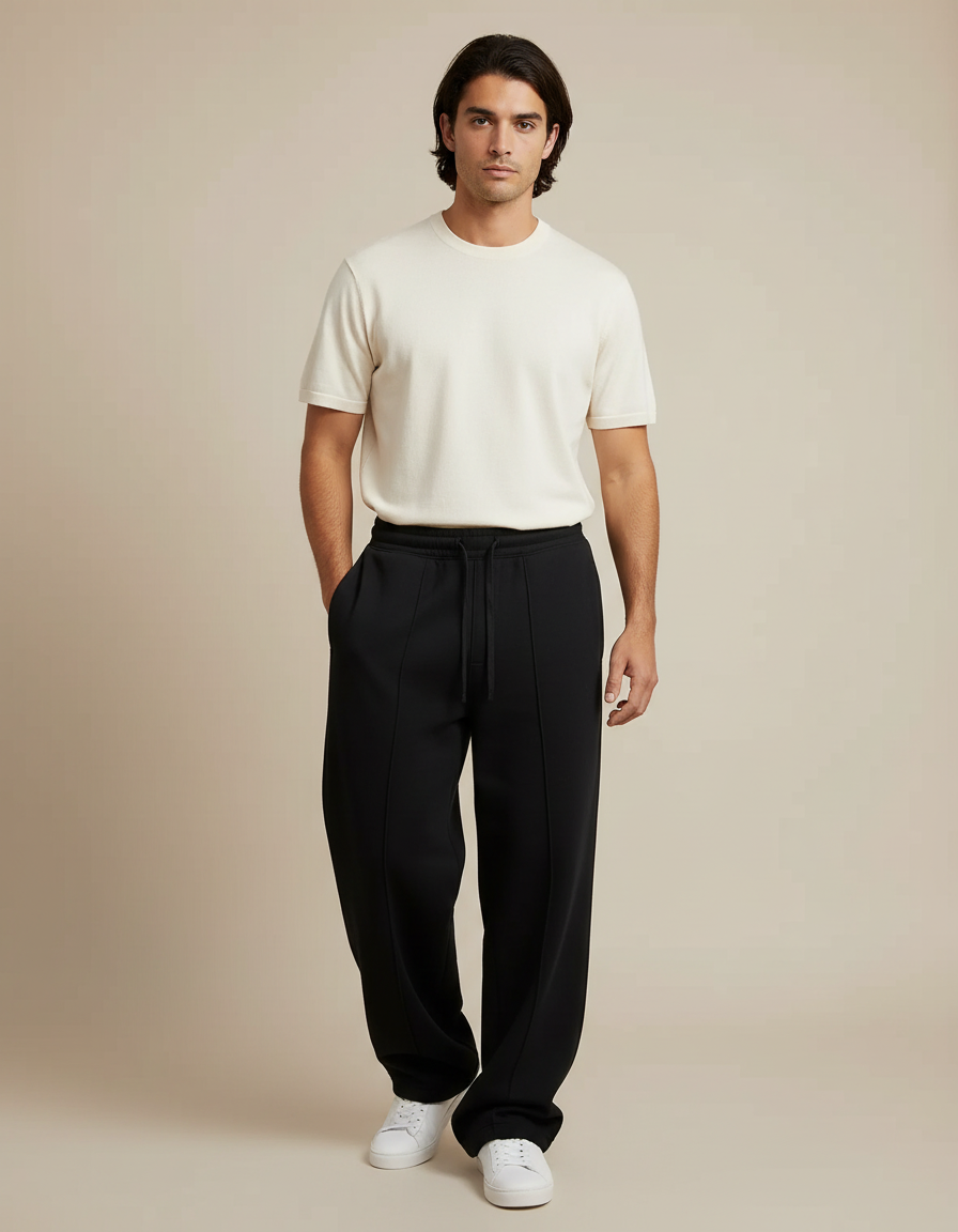 Pantalon Noir Ample Décontracté Homme Sport - Molleton