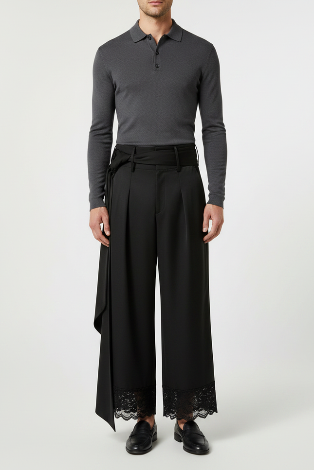 Pantalon Dentelle Noire - Polyester