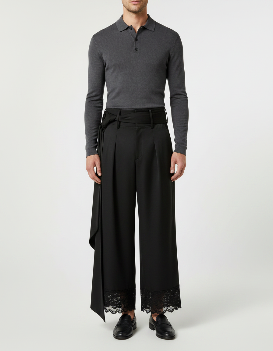 Pantalon Dentelle Noire - Polyester